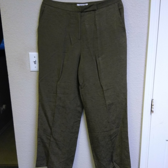 Judith Hart Silk Army Green Pants - Picture 1 of 3